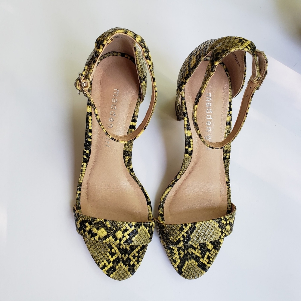 MADDEN GIRL Beella Reptile Print Dress Sandals Block Heels Size 7 New NWT NIB